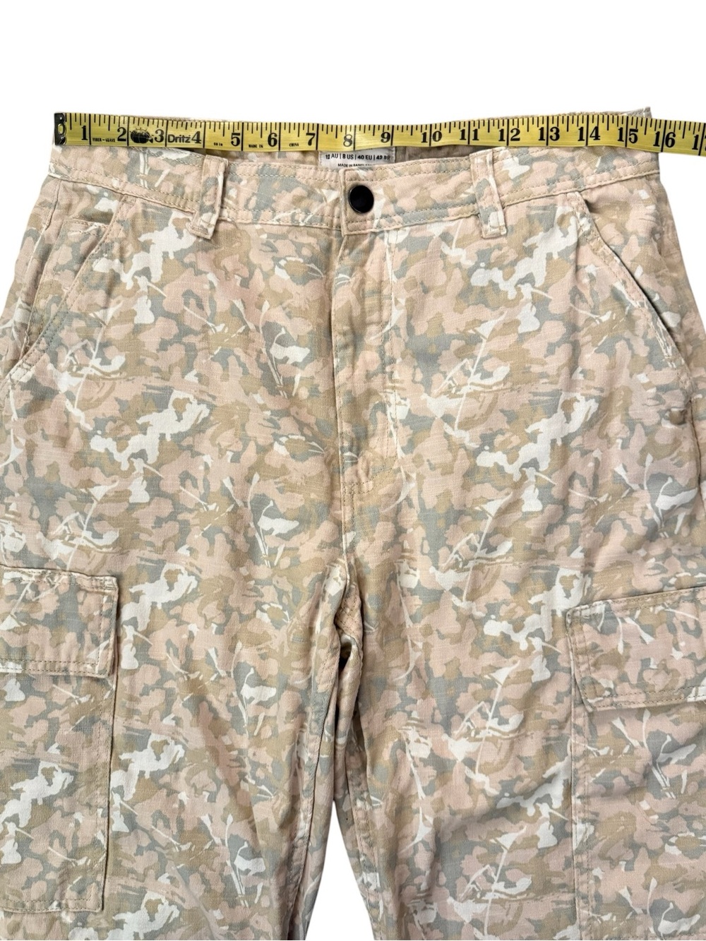 Cotton On Desert Camo Cargo Pants High Rise Utility Wide Straight Leg Tan Sage 8 - Picture 7 of 14